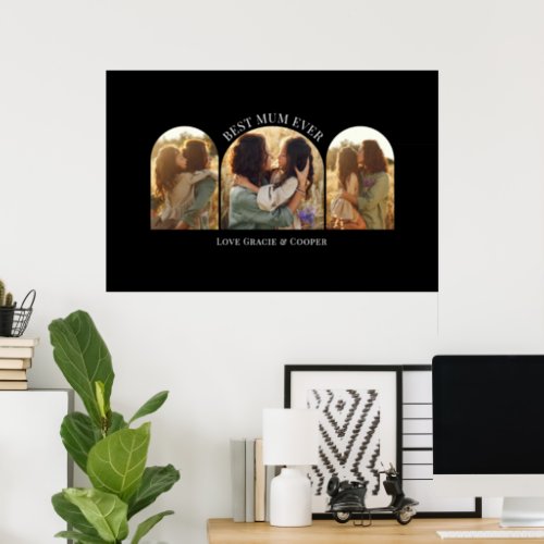 Green elegant arch multi photo best mum poster