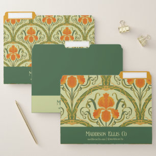 Green Elegant Art Nouveau Floral File Folder