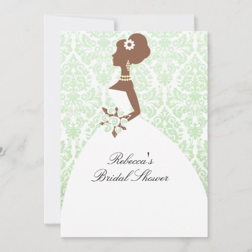 Green Elegant Bride  Bridal Shower Invitation