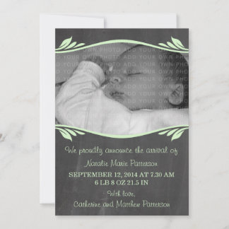 Green Elegant Chalkboard Baby Announcement