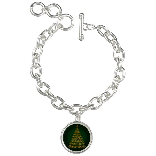 Green Elegant Christmas Tree Charm Bracelet (Product)