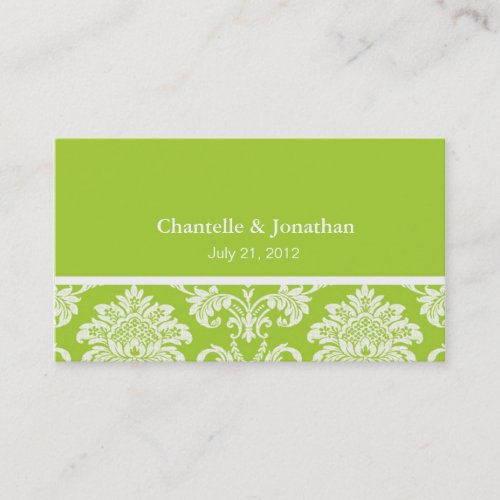 Green Elegant Damask Business Card