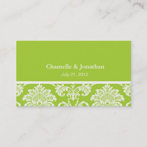 Customizable Green Elegant Damask Business Card