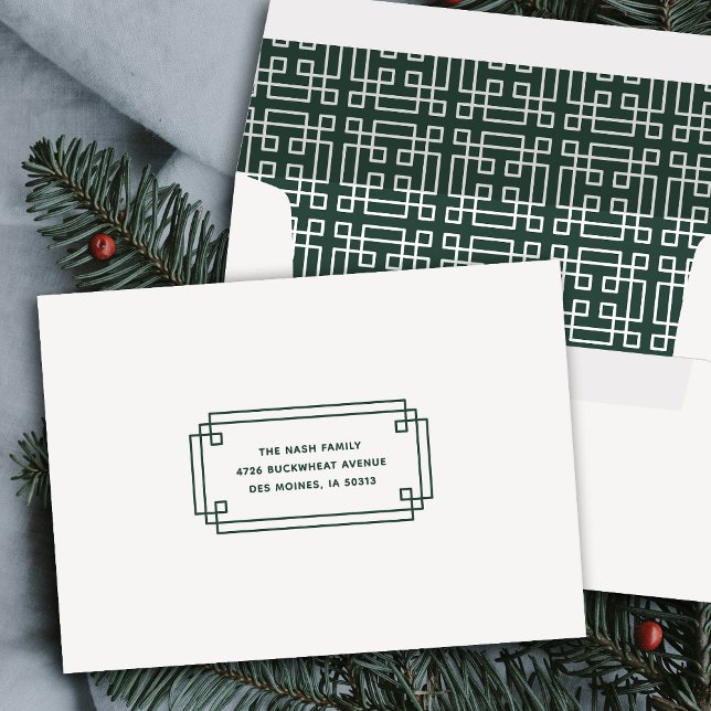 Green Elegant Deco Frame Holiday Envelope (Creator Uploaded)