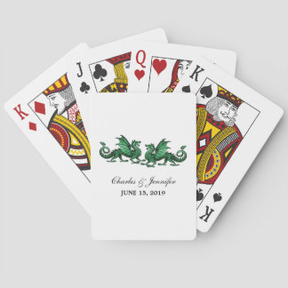 Green Elegant Dragons Playing Cards