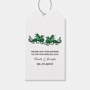 Green Elegant Dragons Wedding Gift Tags