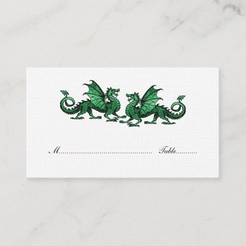 Green Elegant Dragons Wedding Place Card