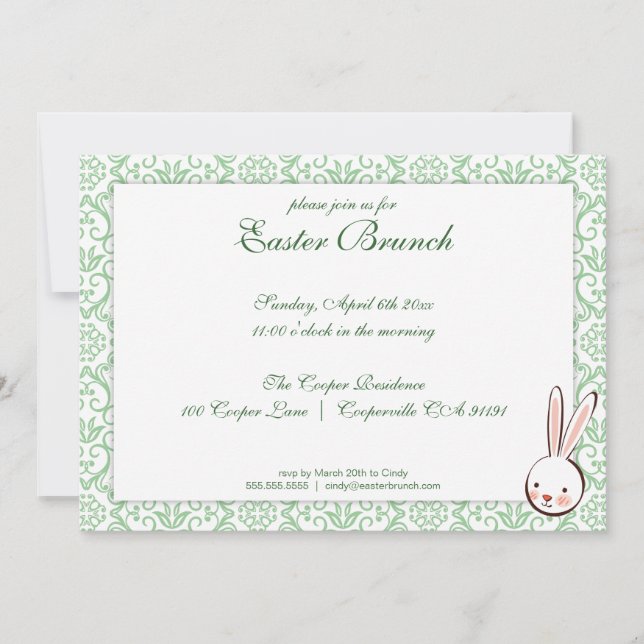 Green Elegant Easter Brunch Invitation (Front)
