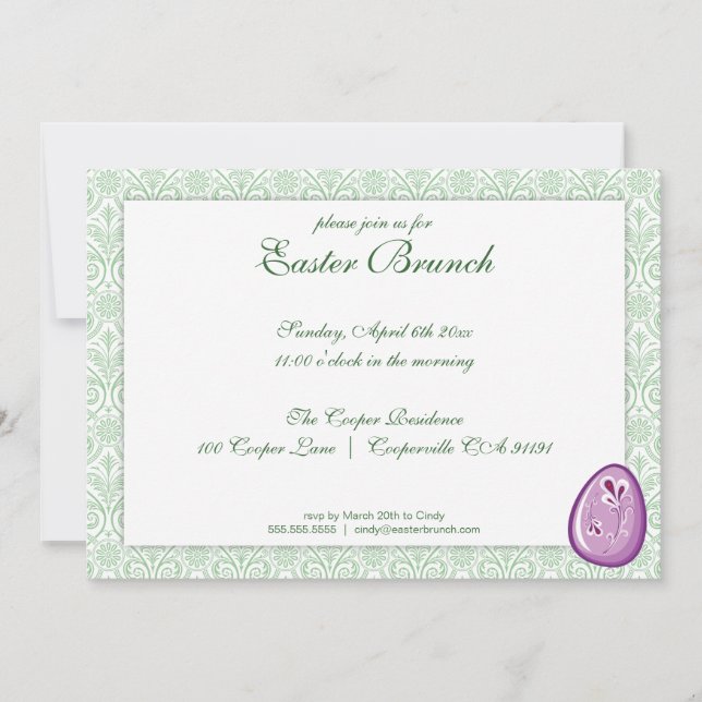 Green Elegant Easter Brunch Invitation (Front)