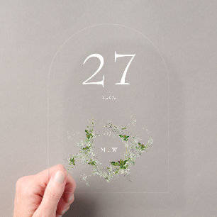 Green Elegant Eucalyptus Wreath Arch Table Number