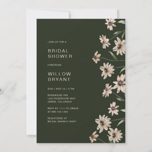 Green Elegant Floral Bridal Shower Invitation