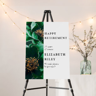 Green Elegant Floral Happy Retirement Welcome Sign