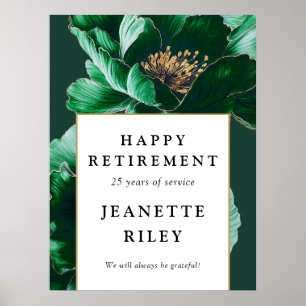 Green Elegant Floral Happy Retirement Welcome Sign
