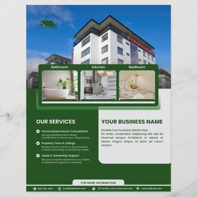 Green Elegant Flyer For Real Estate Agents (Front)