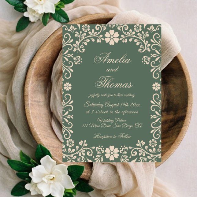 Green Elegant Garden Wedding  Invitation (Creator Uploaded)