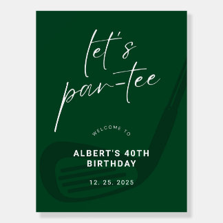 Green Elegant Golf Birthday Party Welcome Sign
