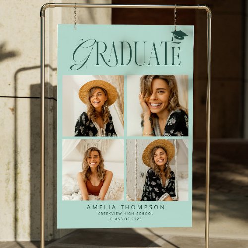 Green Elegant Graduate Grad Party Photo Collage Foam Board