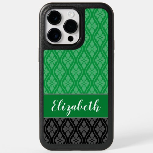 Green Elegant Japanese Tatewaku Pattern OtterBox iPhone 14 Pro Max Case