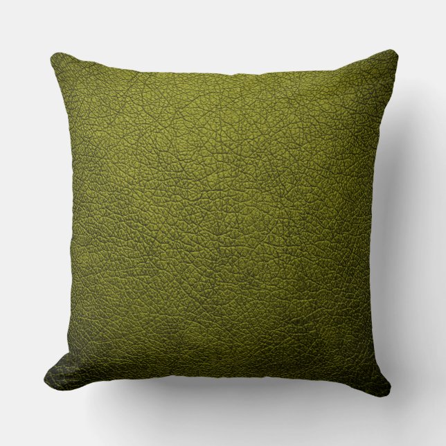 Green Elegant Leather Look Throw Pillow (Front)