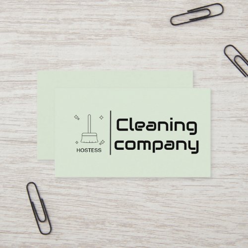 Green Elegant Minimalist Cleaning Company Simple Business Card