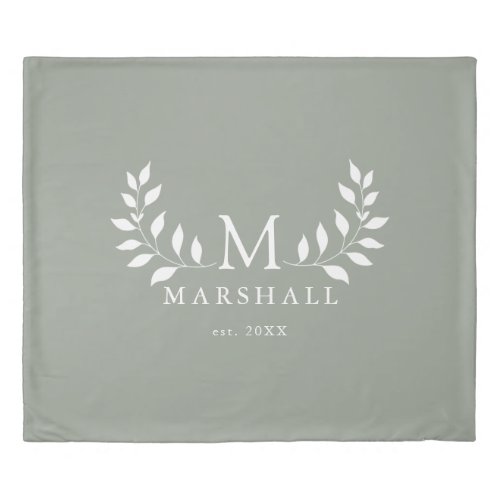 Green Elegant Modern Floral Monogram Family Name