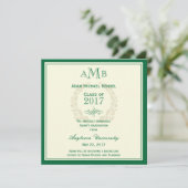 Green Elegant Monogram Graduation Announcement (Standing Front)