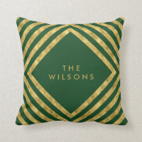 Green Elegant Name Geometric Square Lines Pattern Throw Pillow