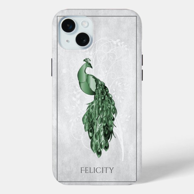 Green Elegant Peacock Case-Mate iPhone Case (Back)
