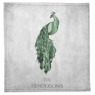 Green Elegant Peacock Cloth Napkin