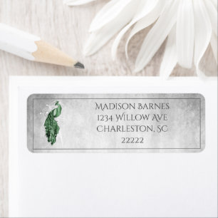 Green Elegant Peacock Label