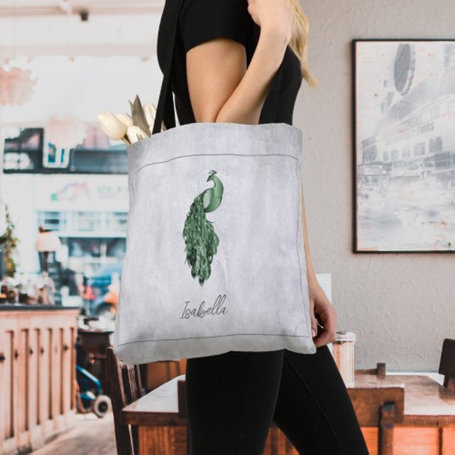 Green Elegant Peacock Personalized Tote Bag (Green Elegant Peacock Personalized Tote Bag)
