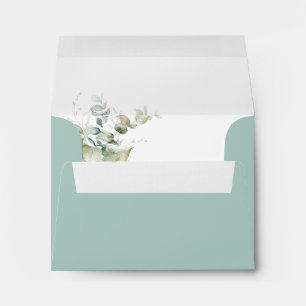 Green, Elegant RSVP Greenery Eucalyptus Envel Envelope