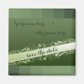 Green elegant save the date magnet