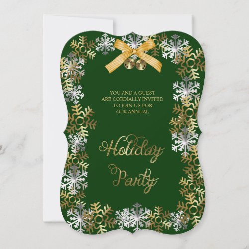 Green Elegant Snowflake Corporate Party Invite