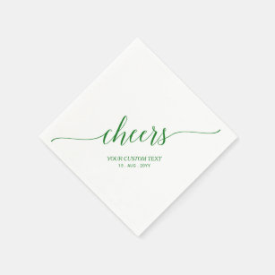 Green   Elegant Stylish Lettering Cheers Party Napkins