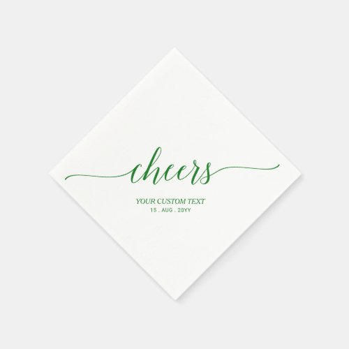 Green  Elegant Stylish Lettering Cheers Party Napkins