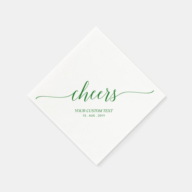 Green | Elegant Stylish Lettering Cheers Party Napkins (Corner)