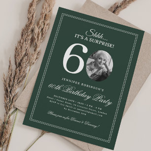 Green Elegant Surprise 60th Birthday Party Invitation