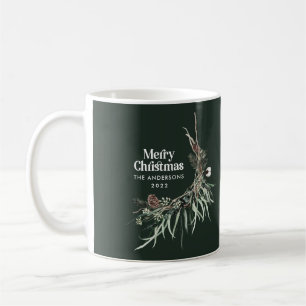 Green elegant watercolor botanical Christmas chic Coffee Mug