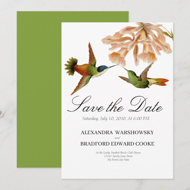 Green Elegant Wedding Hummingbird Lily  (Front/Back)