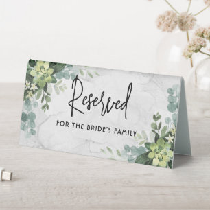 Green Elegant Wedding Watercolor Floral Minimal Table Tent