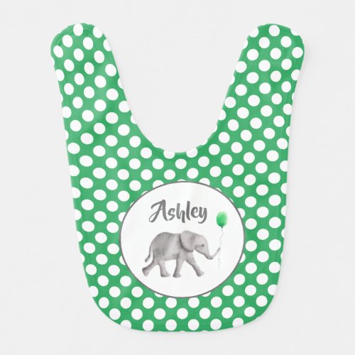 Green Elephant Baby Bib Elephant with Balloon Baby Bib