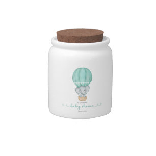 Green Elephant Baby Boy Shower Candy Jar