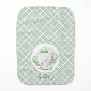 Green Elephant Baby Burp Cloth