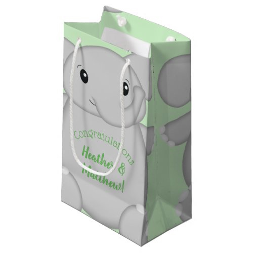 Green Elephant Baby Shower Small Gift Bag