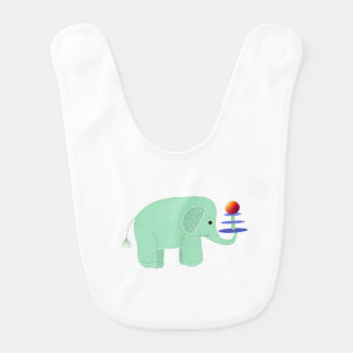 Green Elephant Balancing Act Baby Bib
