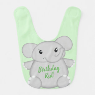 Green Elephant Birthday Party Baby Bib