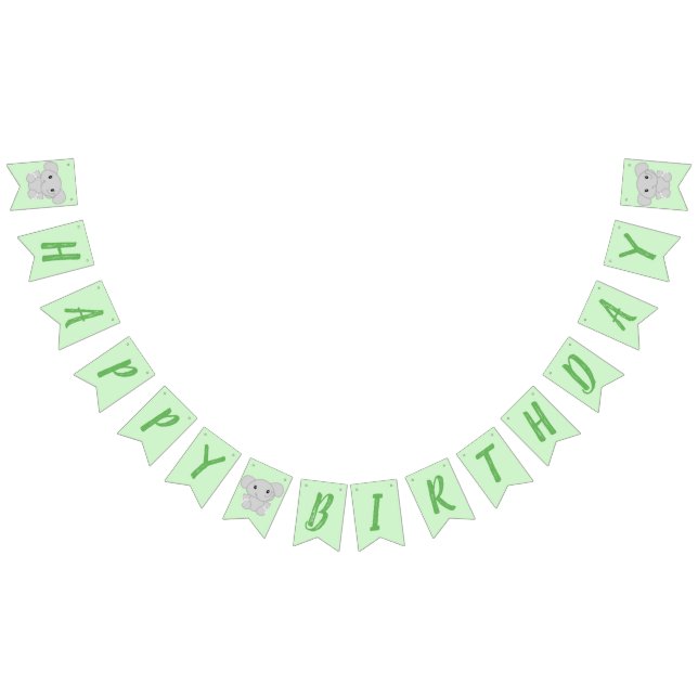 Green Elephant Birthday Party Bunting Flags (All)