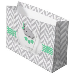 Green &#128024; Elephant Design - Baby Boy Shower Large Gift Bag
