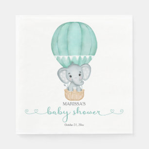 Green Elephant Gender Neutral Baby Shower Napkins